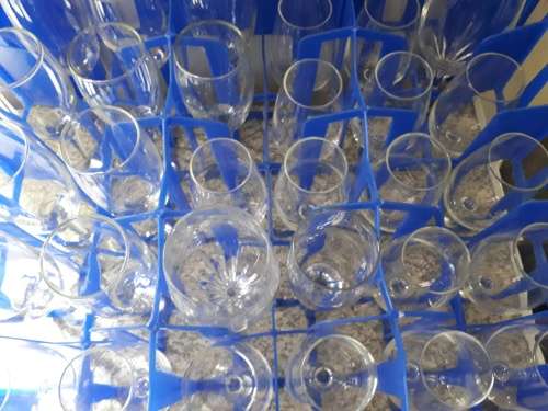 24 Assorted Champagne Glasses including Blue Crate
