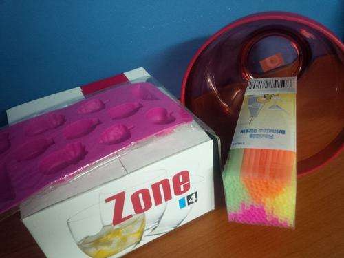 Red Ice Bucket,  4x 400ml Whisky Glasses 1x 150pcs Flexible Straw1x Ice Cube Tray