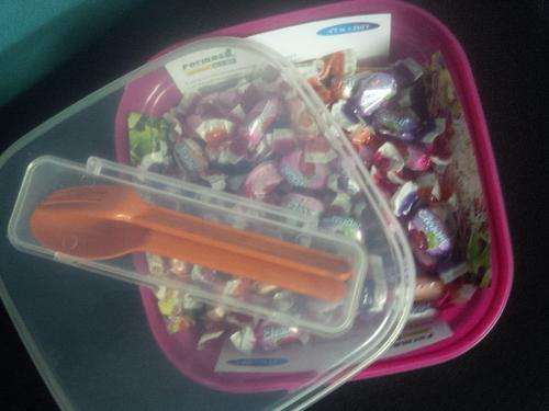 Lunchbox & Spoon & Fork INCLUDING Sweeties  5 On Auction