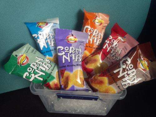 Corn Nibs ALL 6 flavours (CHOLESTEROL FREE SNACK)# plus 2.2lt Plastic tub and lid # 10 on Auction**