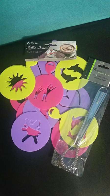 12 Pcs Coffee Stencil Set with a Mini Stainless Steel Whisk 205mm # 4 on Auction