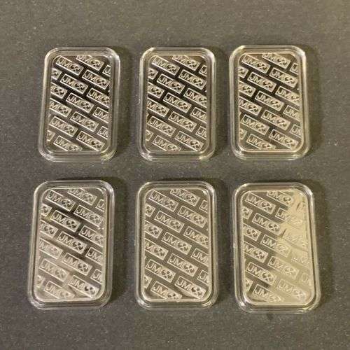 6 x 1oz SILVER BULLION BARS 999%