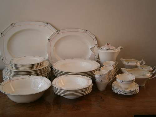 Alfred Meakin Art Deco  Marygold Dinner and Coffee Set  - 50 pieces
