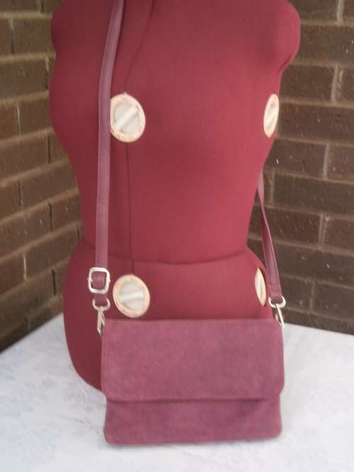 Suede and Leather Burgundy colour Shoulder Bag
