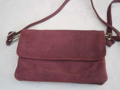 Suede and Leather Burgundy colour Shoulder Bag