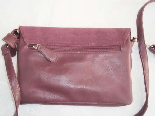 Suede and Leather Burgundy colour Shoulder Bag