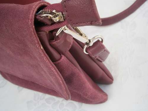 Suede and Leather Burgundy colour Shoulder Bag