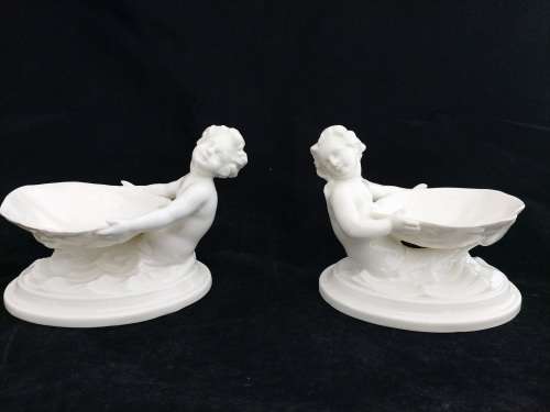 Royal Worcester Blanc De Chine Marine Themed Salt Dishes