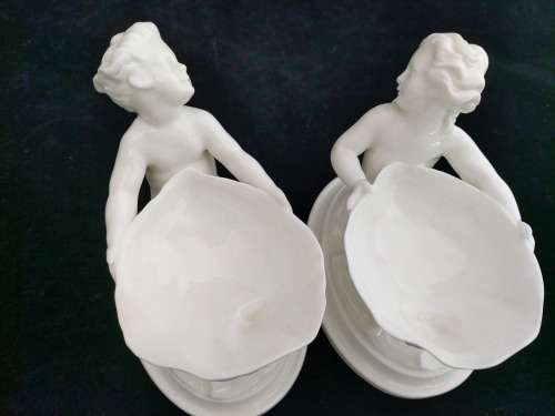 Royal Worcester Blanc De Chine Marine Themed Salt Dishes