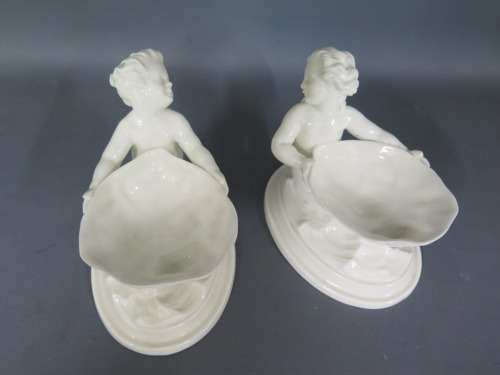 Royal Worcester Blanc De Chine Marine Themed Salt Dishes