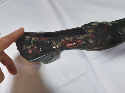 Genuine  Suede leather shoes with printed gold and silver pattern