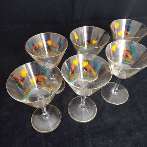 Set of six cocktail glasses.