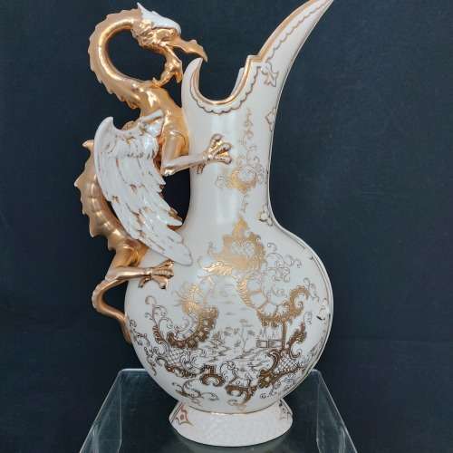 Gold Dragon Handled Porcelain Ewer