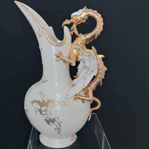 Gold Dragon Handled Porcelain Ewer