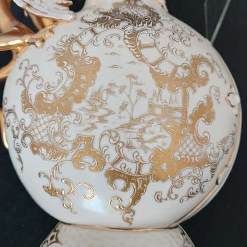 Gold Dragon Handled Porcelain Ewer
