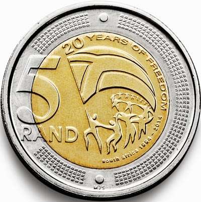 Uncirculated 2014 -  R5 coin's in Zip-Lock bags.