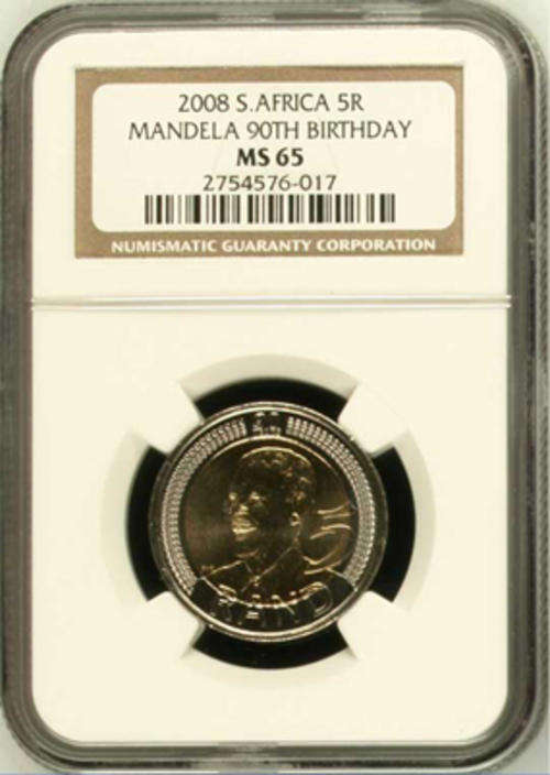 4 x MS65 Nelson Mandela Birthday R5 Coin. Bid per Coin.