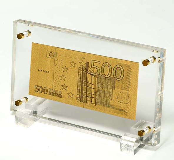 ### 500 Euro Golden Banknote Presented in 24 carat / 999.9 Pure Gold ###