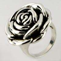 GORGEOUS ROSE DESIGNER STERLING SILVER RING