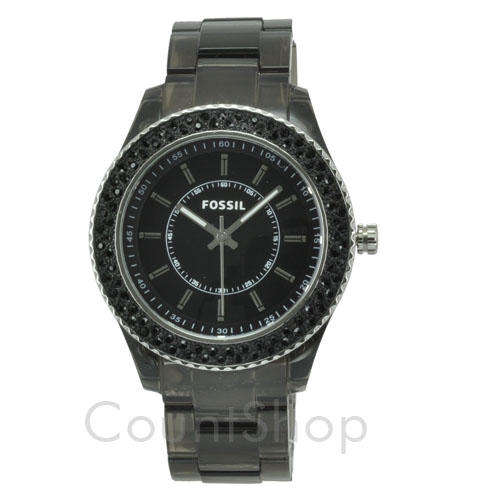 Fossil Women's Stella ES2454 Black Dial | Gray Plastic | NEW