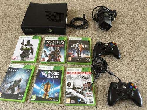XBox 360 Console with 6 games & 2 remotes