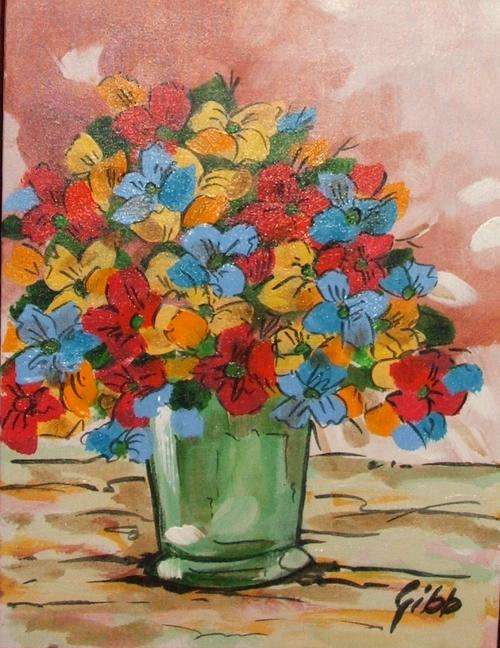 Gibb op sy beste!! pragtige blomme op canvas....300 x 400 mm die een is n moet.....