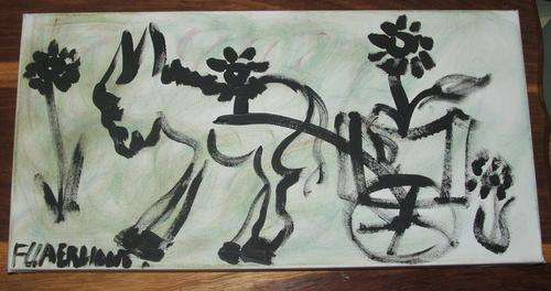Original F. Claerhout Donkey.....Acrylic on canvas....260 x 510 mm....unframed