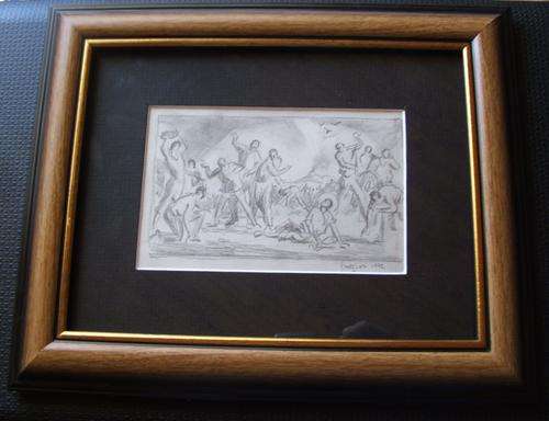 Stunning Walter Battiss......Front; Stoning Back: King....8.5 x 13 cm