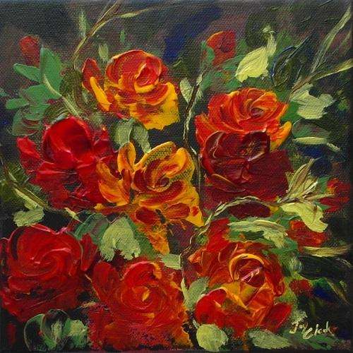 2 x Stunning ?Joy Clark paintings....ready to hang.......20 x 20 cm