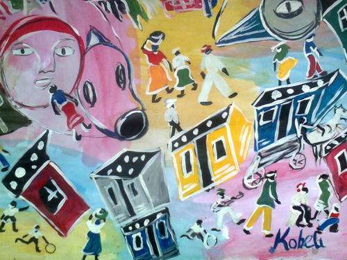 ELI KOBELI MIXED MEDIA ON PAPER    42 x 59 cm.....unframed