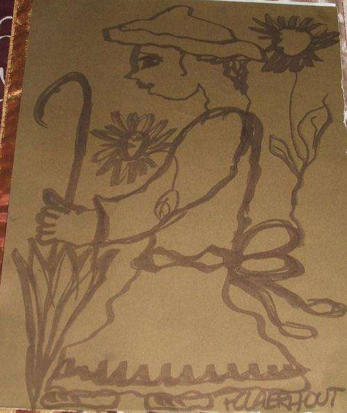 Original F. Claerhout painting on gold paper....210 x 290 mm...unframed