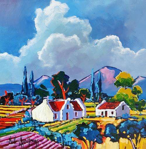 Original Painting by NIC VAN RENSBURG - Cape Winelands 1 - 350 x 350
