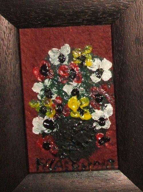 Still life- coulorfull flowers...Original F. Claerhout...painting size 150 x 950 mm..SPECIAL!!