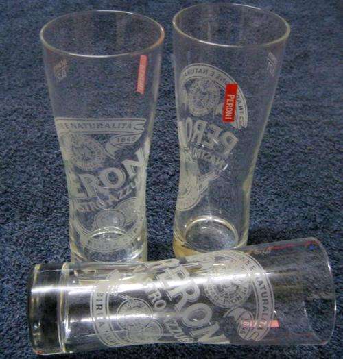 6x Peroni collectable glasses