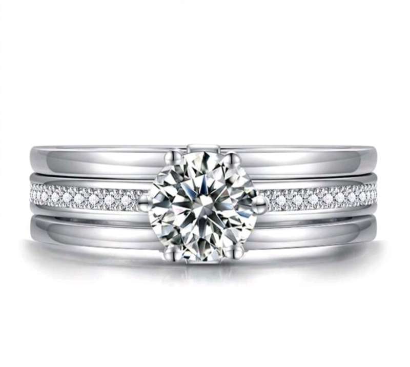 S925 Sterling Sklver and 1ct Moissanite D color Vvs1 Wedding Ring