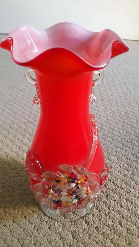 Venetian Art Glass Red Vase