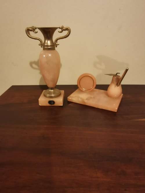 Hand Carved Italian Alabaster Duo
