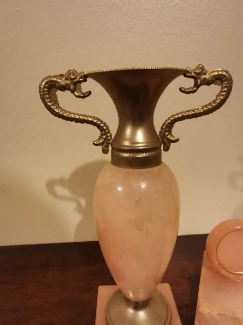 Hand Carved Italian Alabaster Duo