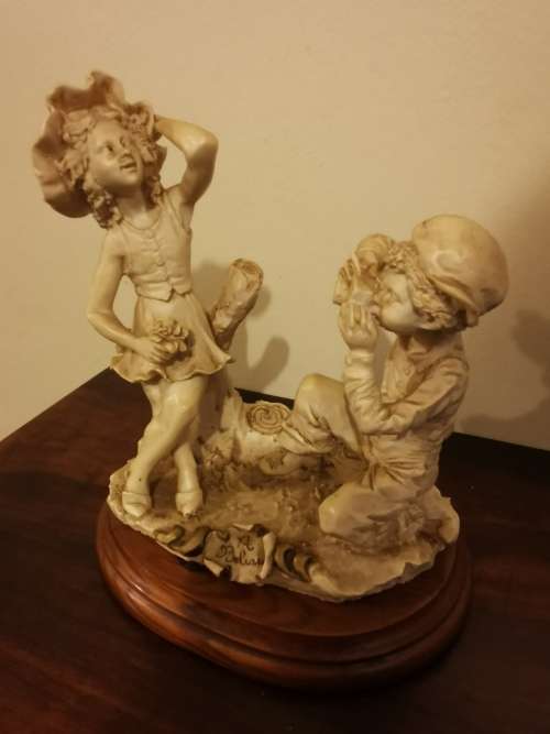 Stunning Resin Art of a Boy Photographing a Girl - Signed