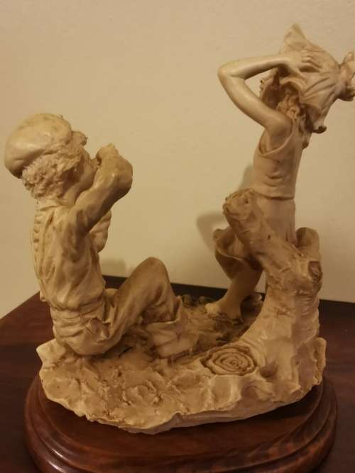 Stunning Resin Art of a Boy Photographing a Girl - Signed