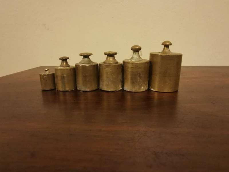 Set of Antique Brass Scale Weights
