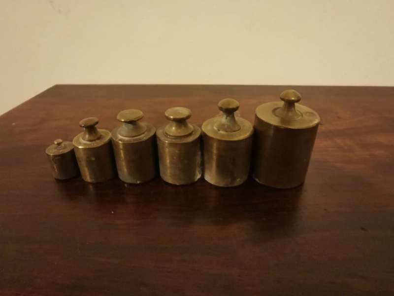 Set of Antique Brass Scale Weights