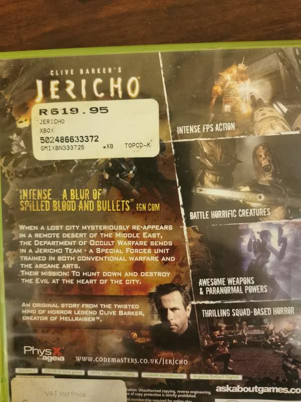 Clive Barker`s Jericho - Rare Xbox 360 Game Complete with Booklet
