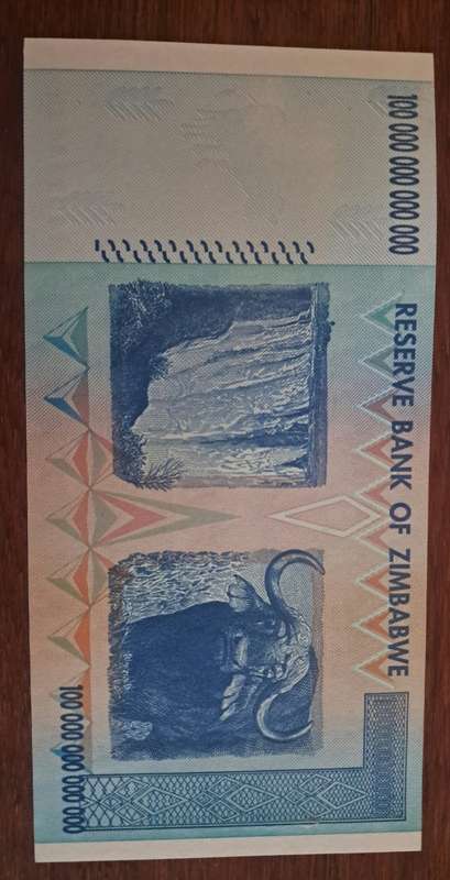 Reserve Bank of Zimbabwe One Hundred Trillion dollars. Mint condition.