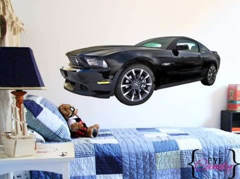 3D Ford Mustang Vinyl  Wall Art Sticker Decal Vinyl Interior Decor Decoration