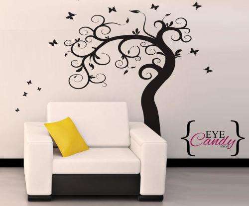 Small Curly Tree Vinyl Wall Art Sticker Decal Vinyl Tattoo wallpaper