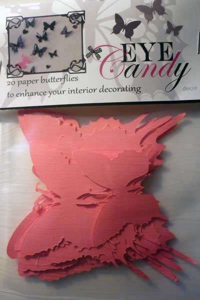 3d Paper card butterflies wall decor pink
