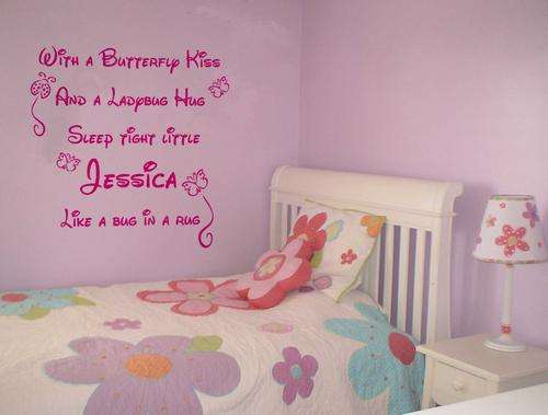 Personalised with your childs name Wall Art Vinyl Stickers Kids Pink