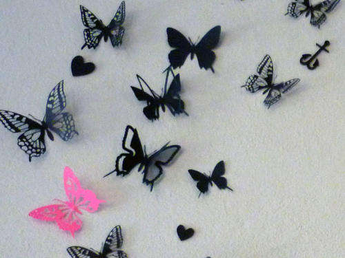 3D card paper butterflies wall art scrap booking black