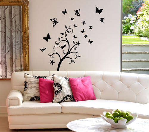 Floral branch with butterflies vinyl wall decal sticker interior decorating